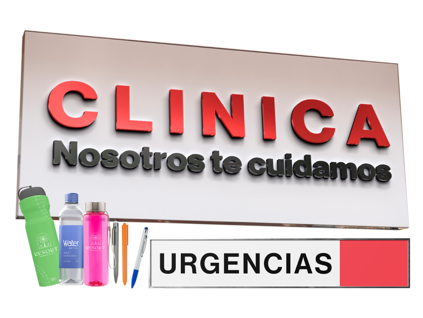 Cartel de una clínica en español que dice 