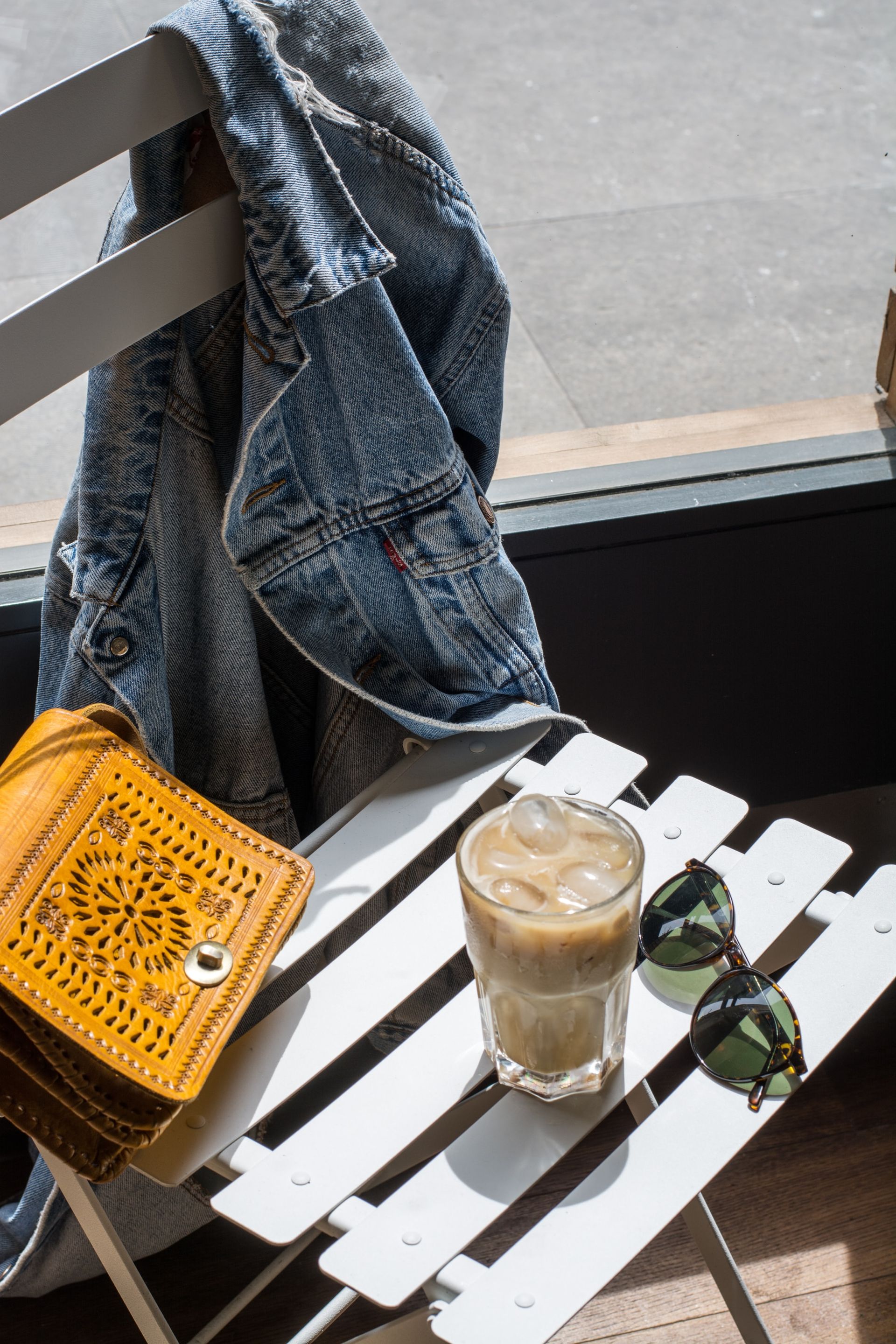 denim jacket with drink