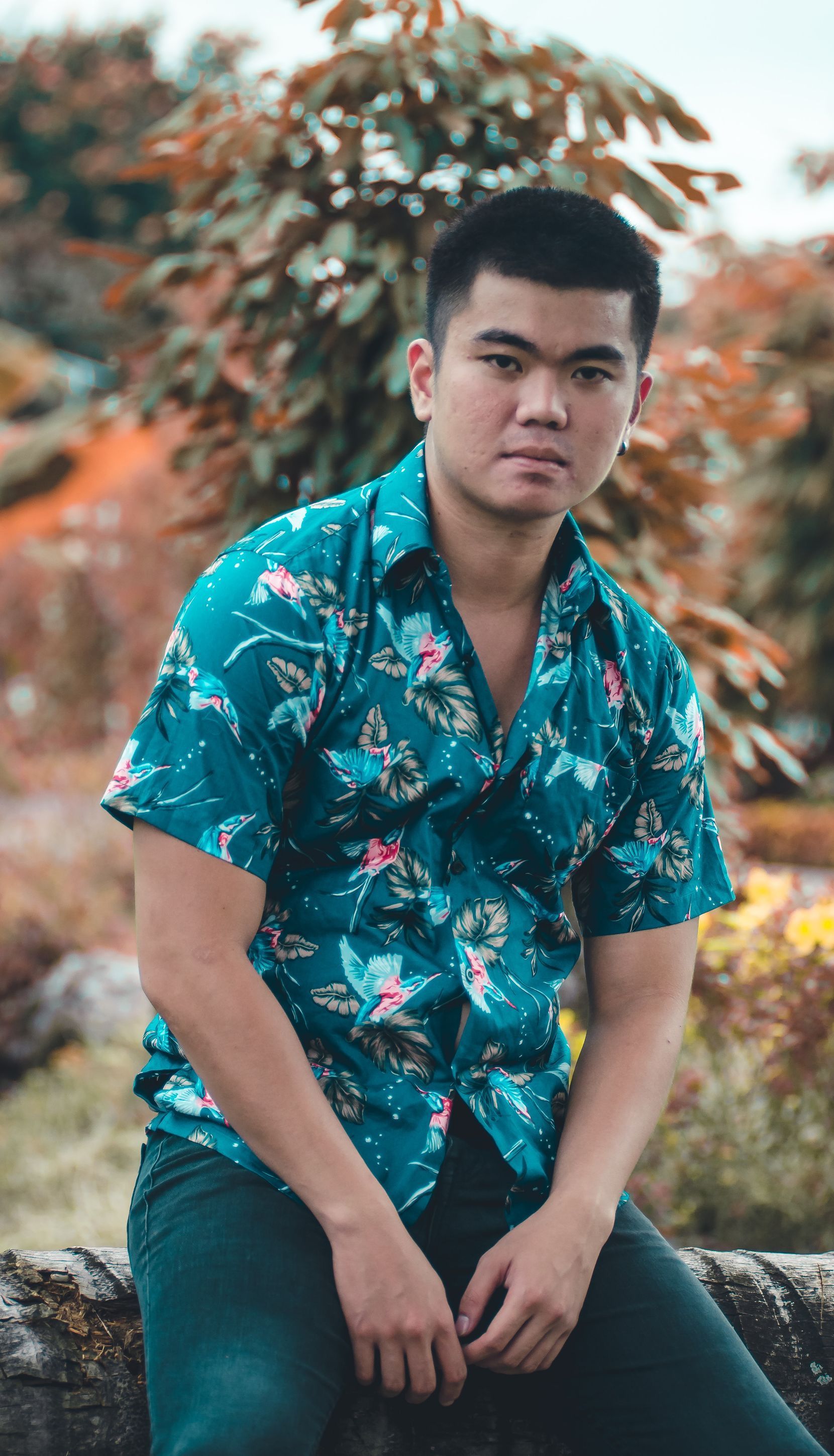 man in hawaiian shirt