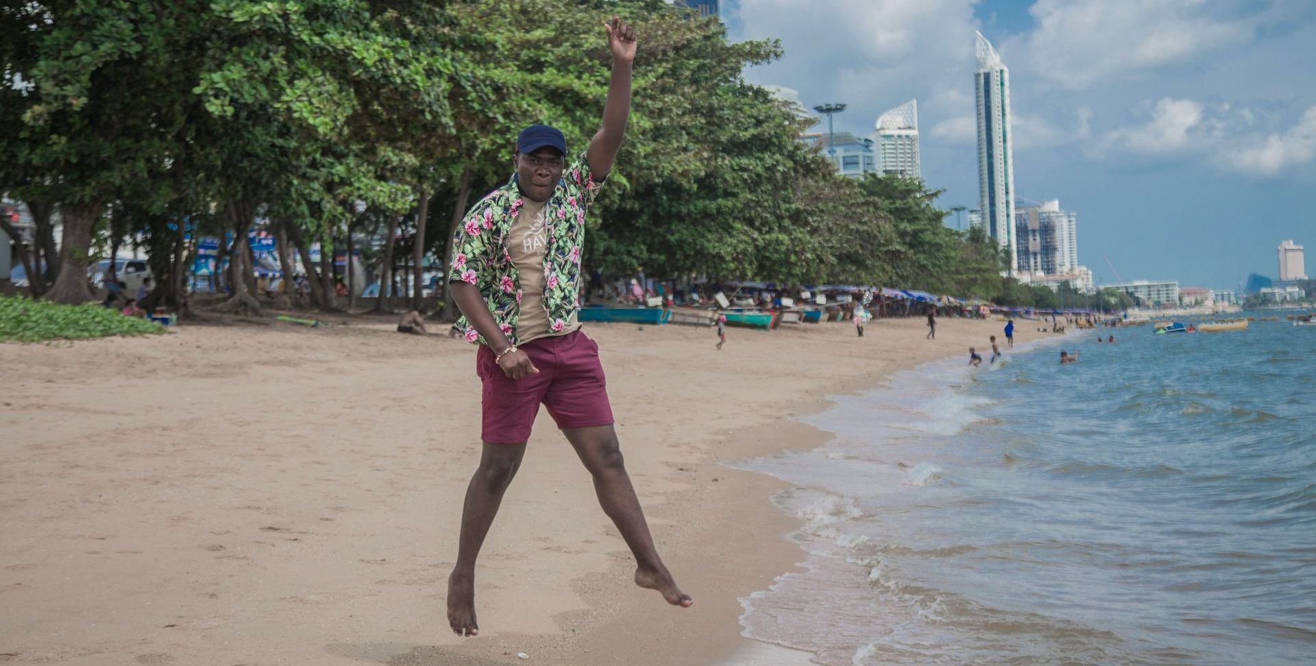 man in a hawaiian shirt