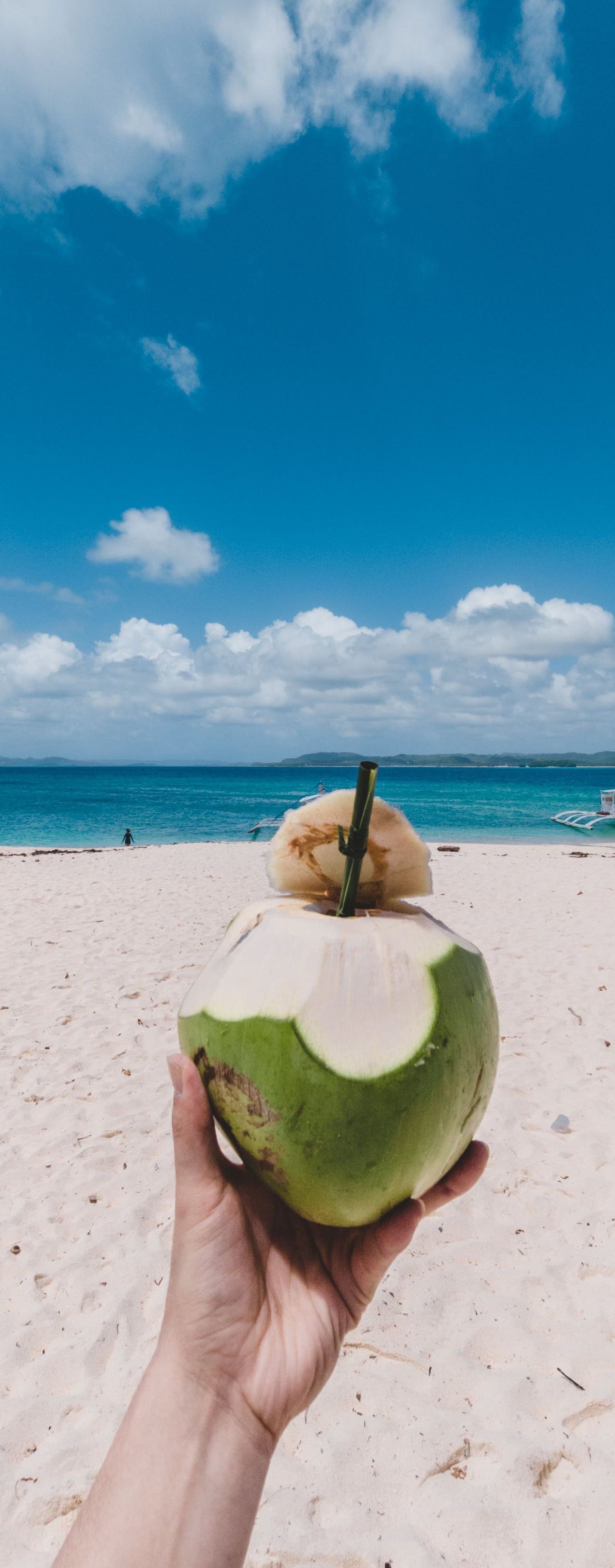 coconut drink on a beach