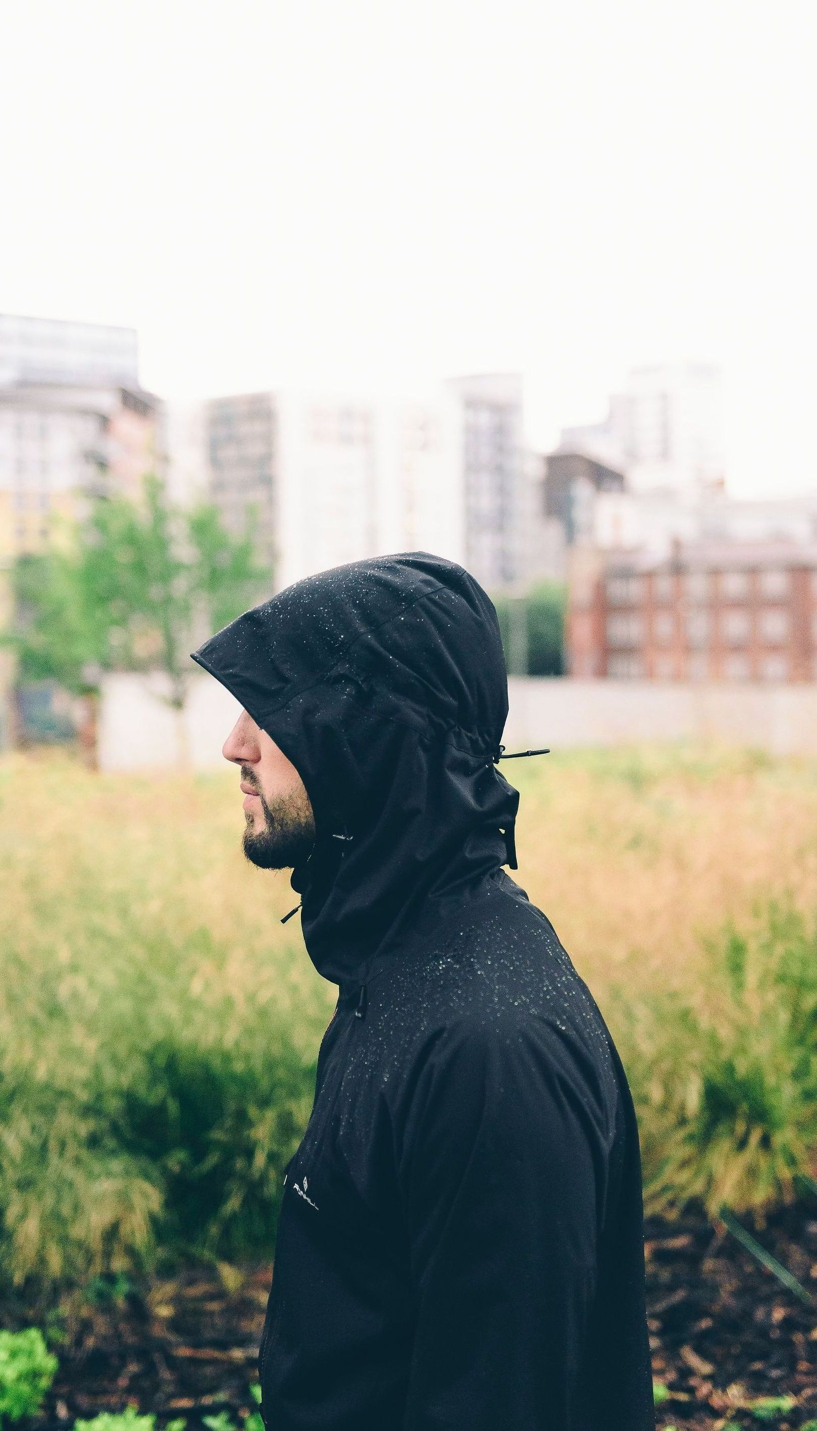 man wearing windbreaker