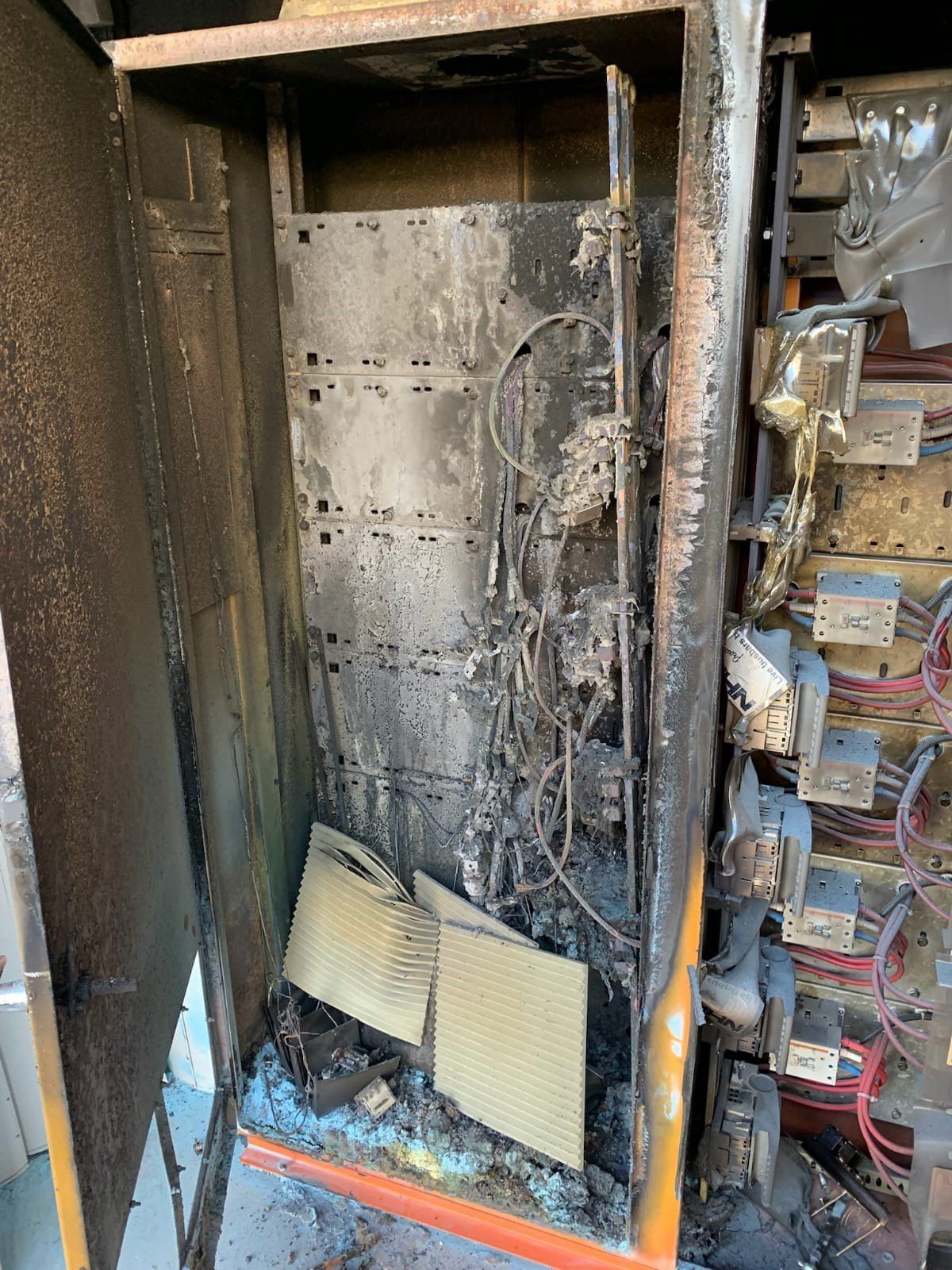 burnt electrical equipment from lack of servicing
