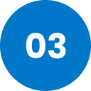 A white number 03 centered inside a solid blue circle.