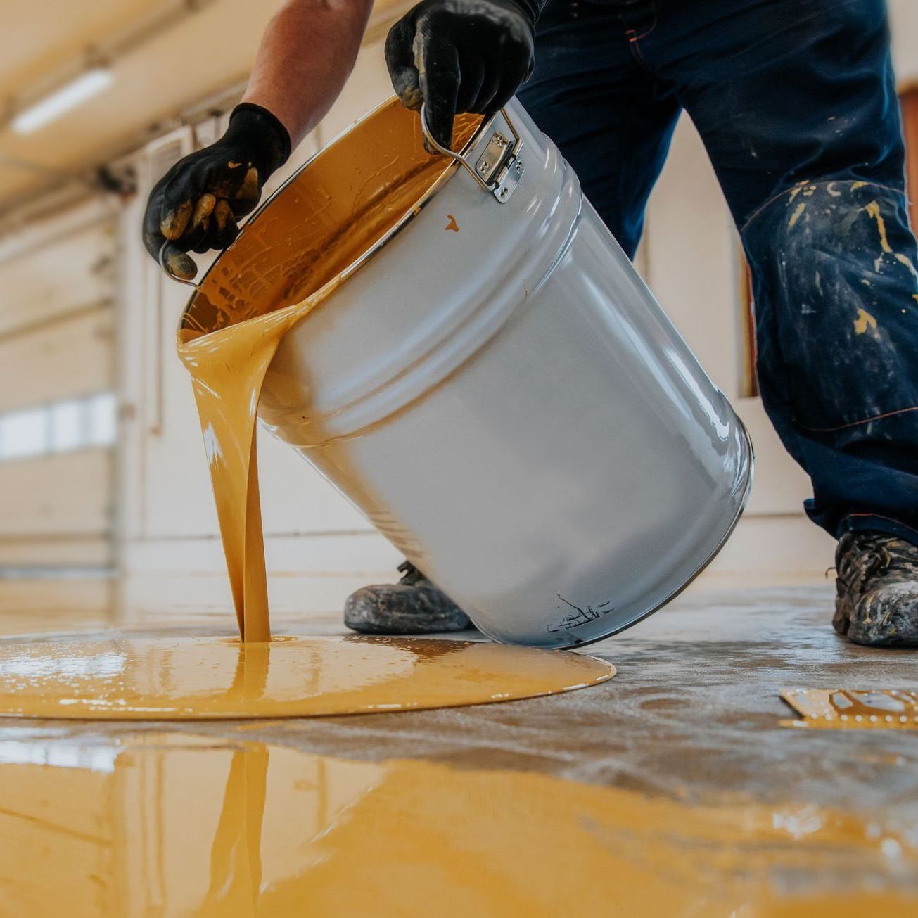 Epoxy paint applied to the floor