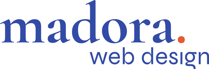 Le logotype bleu et orange de madora web design.