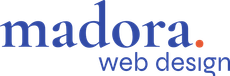 Le logotype bleu et orange de madora web design.