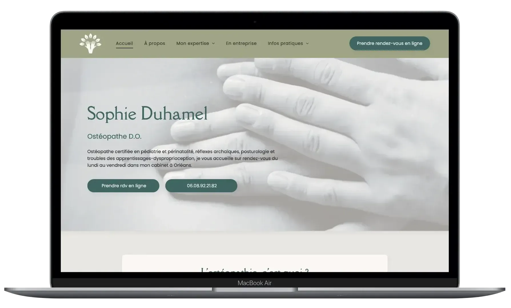 Refonte de site web pour une ostéopathe dans le Loiret