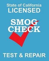 a state of california licensed smog check test and repair logo
