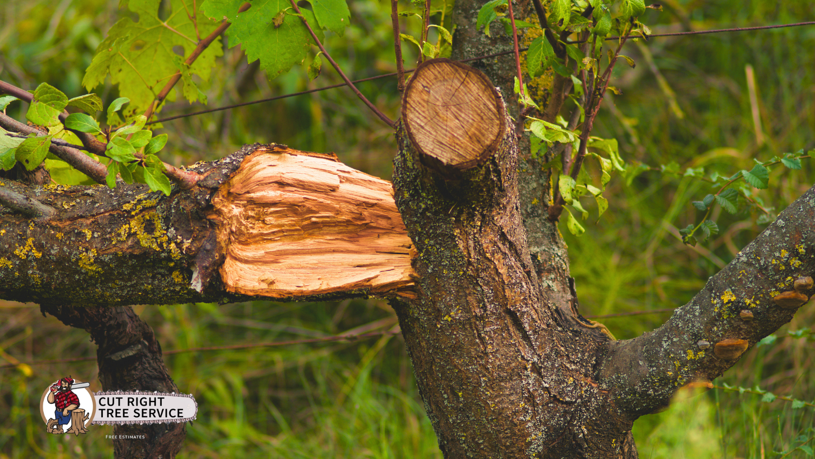 A tree branch with a piece of wood missing from it.