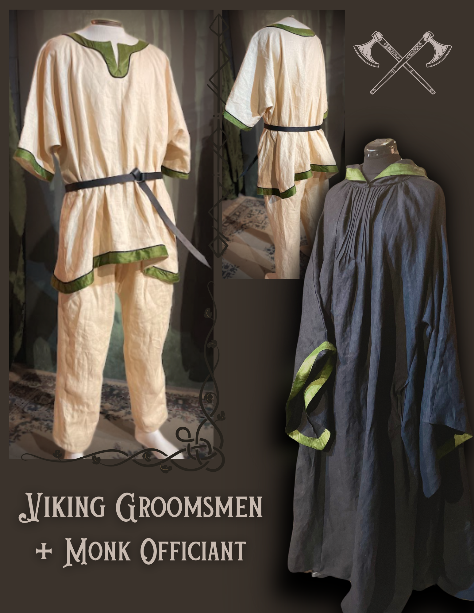 A poster for viking groomsmen and monk officiant