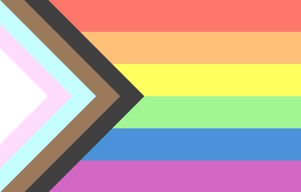 The lgbtqia+ progress pride flag by daniel quasar with softer colors