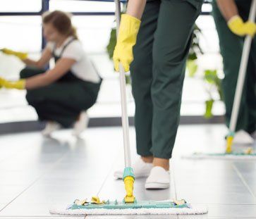 Cleaners Mopping The Floor — Gilbert AZ —  All State Carpet & Tile Care