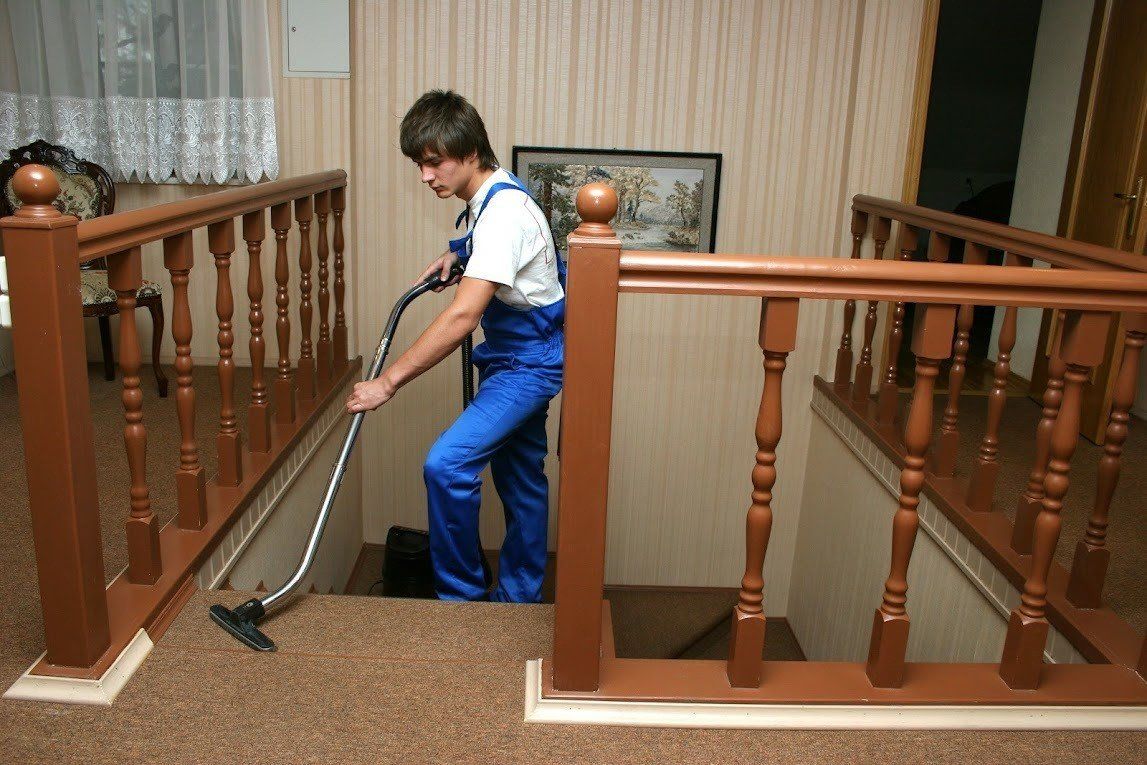 Man Cleaning on Stairs — Queen Creek, AZ — All State Carpet & Tile Care