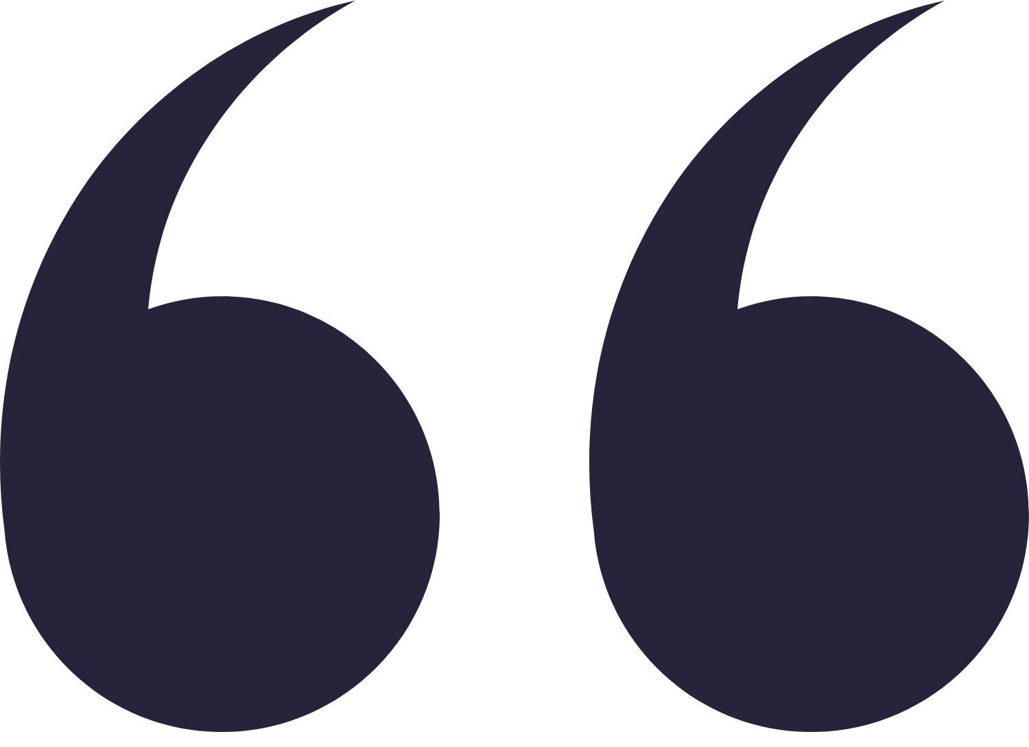 A pair of black quotation marks on a white background.