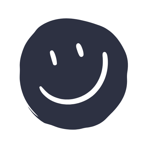 A black circle with a white smiley face on it.