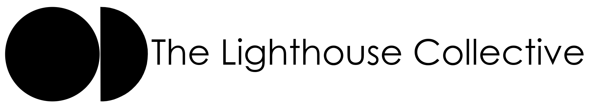 A black and white logo for the lighthouse collective