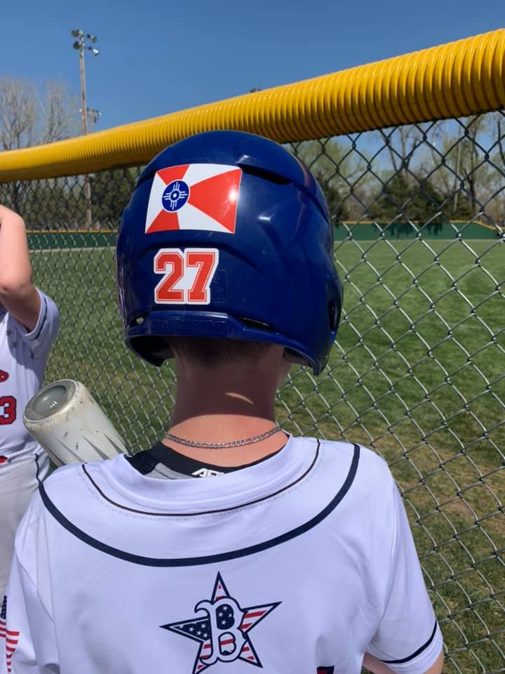 Graphics on a baseball helmet
