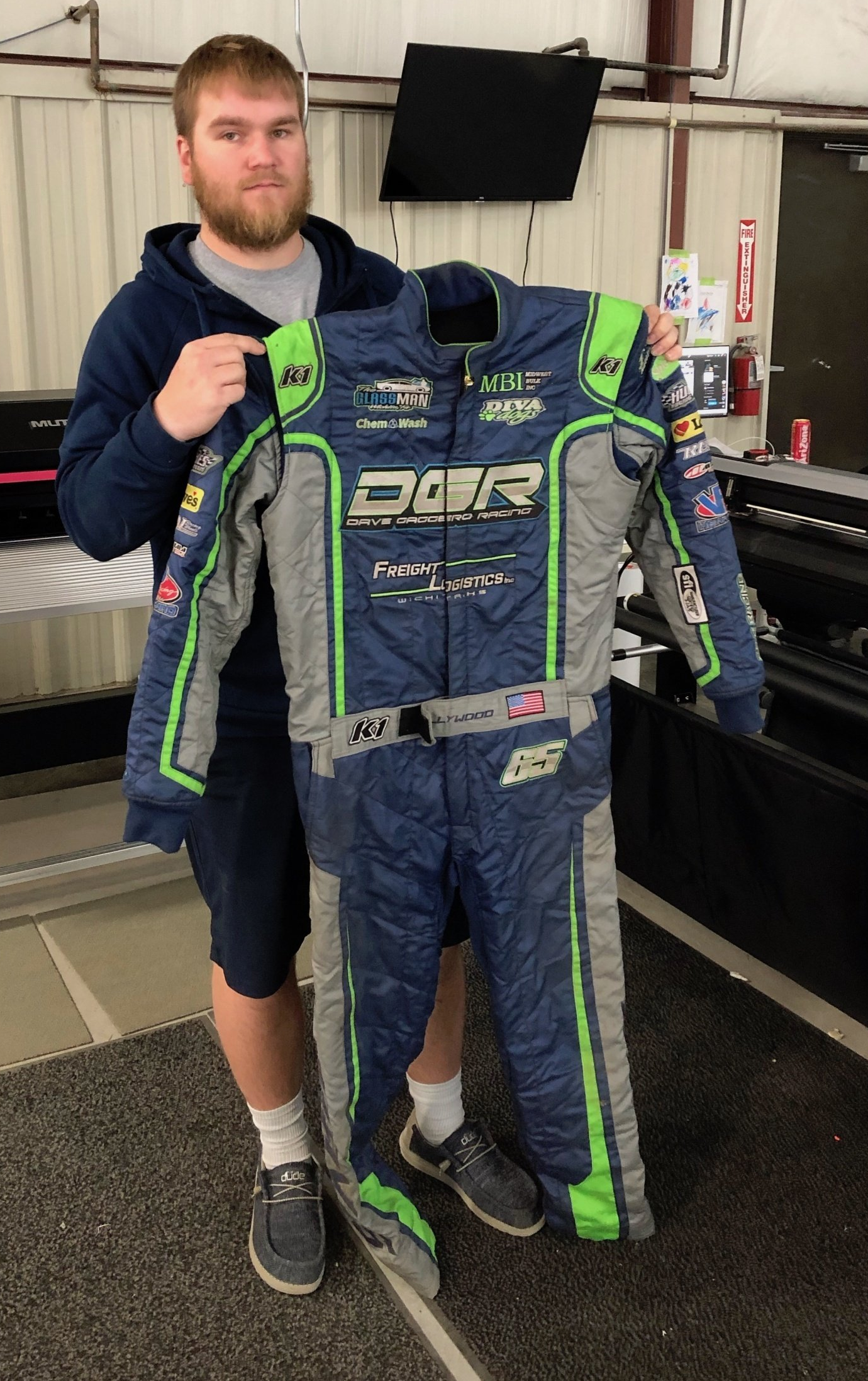 Graphics on a racing suit