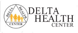The delta health center logo is shown on a white background.