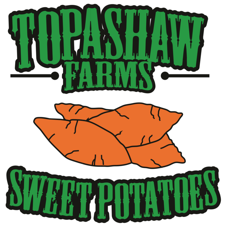 The logo for topashaw farms sweet potatoes
