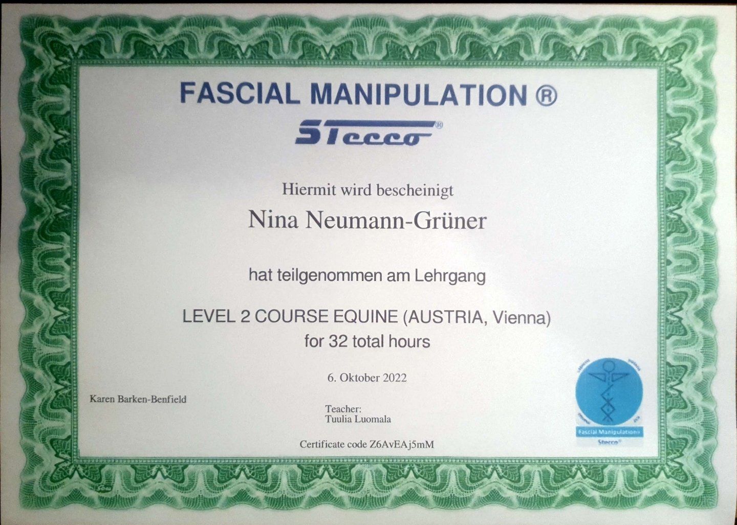 fascial manipulation kurs level 2