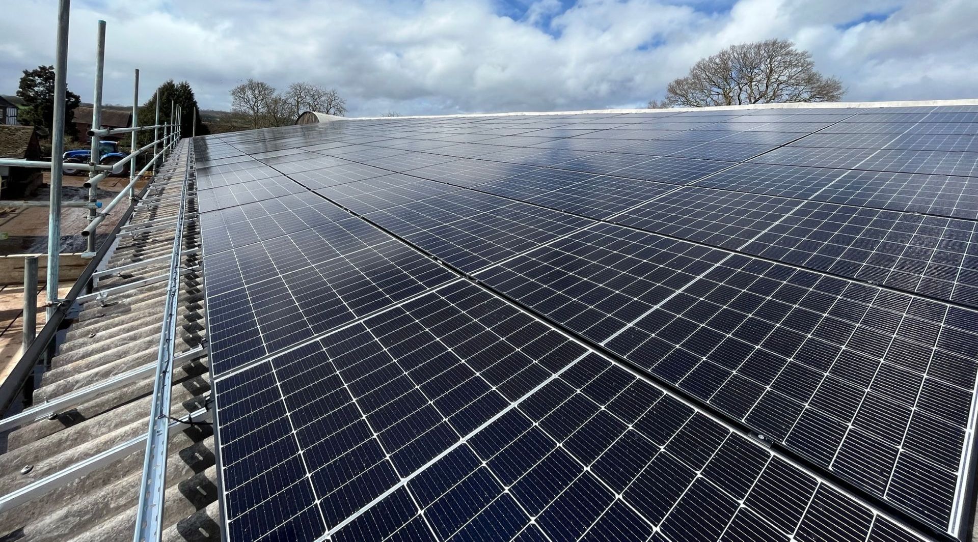 A roof with a lot of solar panels on it