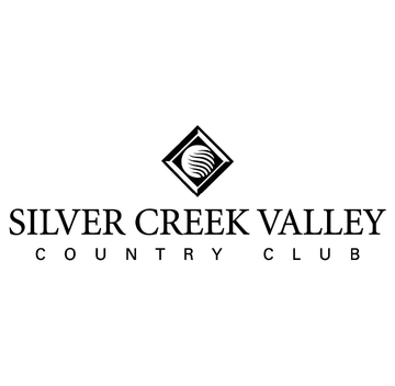 The silver creek valley country club logo is black and white.