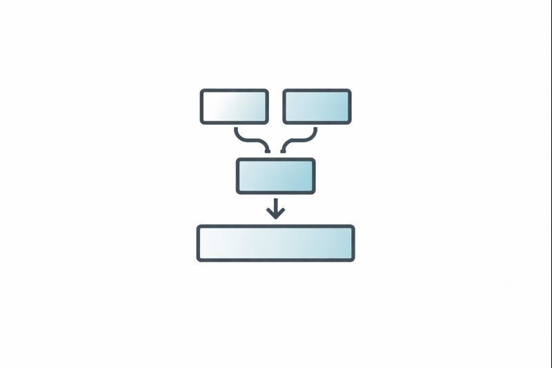 Diagram illustrating a merging process, combining two inputs into one output.