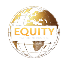 A logo for equity investment business with a globe in the center