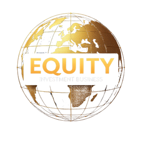 A logo for equity investment business with a globe in the center