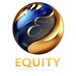 A logo for equity investment business with a globe in the middle