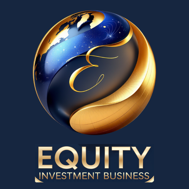 A logo for equity investment business with a globe in the middle