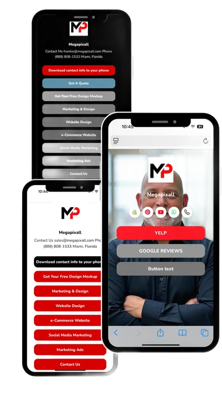 Three smartphones displaying the same logo