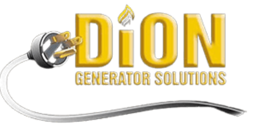 DION Generator Solutions logo with yellow text and a stylized power cord and plug.