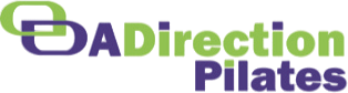A green and purple logo for da direction pilates