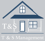 Logo for T & S Management: a blue house outline with the company name in white.