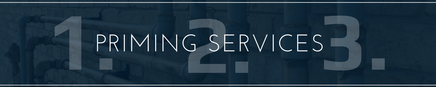 “PRIMING SERVICES” text over a blue-gray banner with large faint numbers 1, 2, and 3 in the background