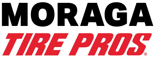 Moraga Tire Pros logo in black and red text on a white background