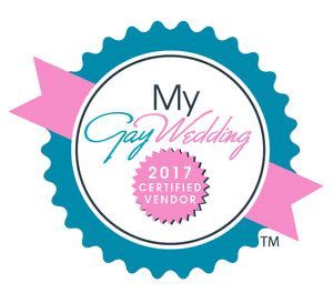 The logo for my gay wedding is a 2017 certified vendor.