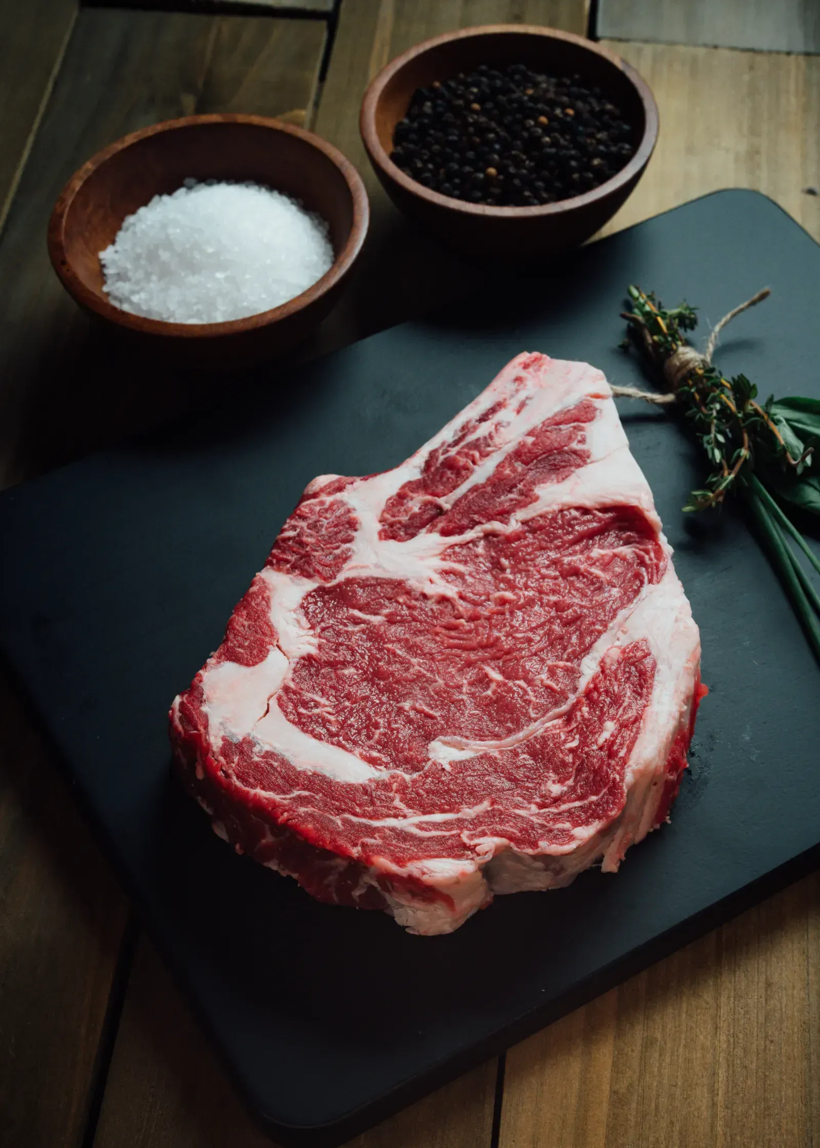 Close-up shot of freshly butchered ranch-raised beef cut ready for grilling or smoking.