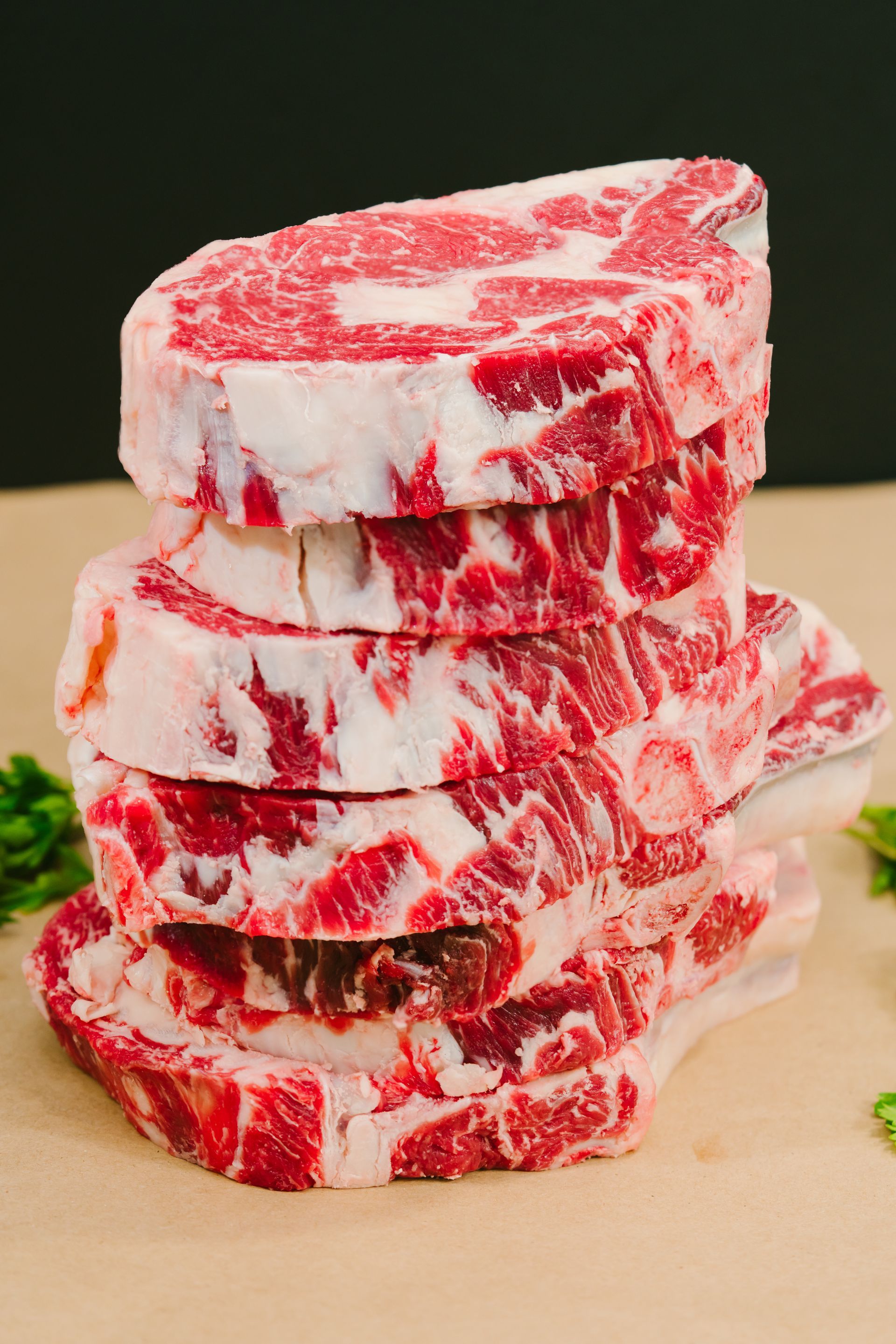 Thomas Cattle Angus Delmonico steak cut Texas