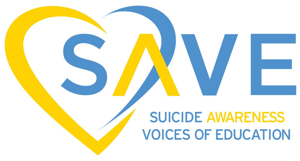 Logo for SAVE: Suicide Awareness Voices of Education. The word