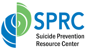 Logo of the Suicide Prevention Resource Center (SPRC). Features a blue and green spiral graphic and the words