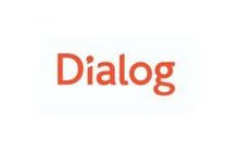 Dialog-Logo, orangefarbener Text auf weißem Hintergrund.