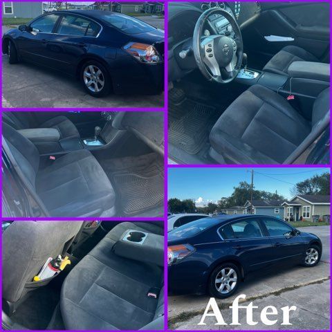 A collage of pictures of a car before and after being cleaned.