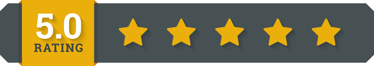 Airbnb 5 star host rating A five star rating sign with yellow stars on a gray background.