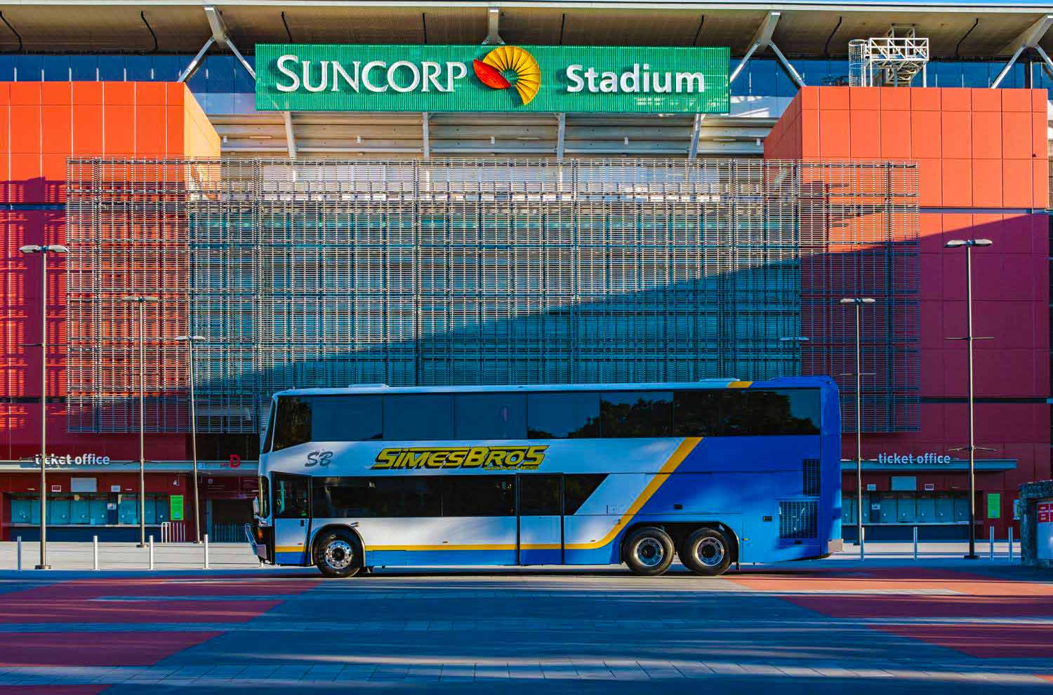 A Coach at the Front of Suncorp Stadium — Coach Trips in Lismore, NSW