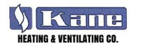 The kane heating and ventilating co. logo is blue and white