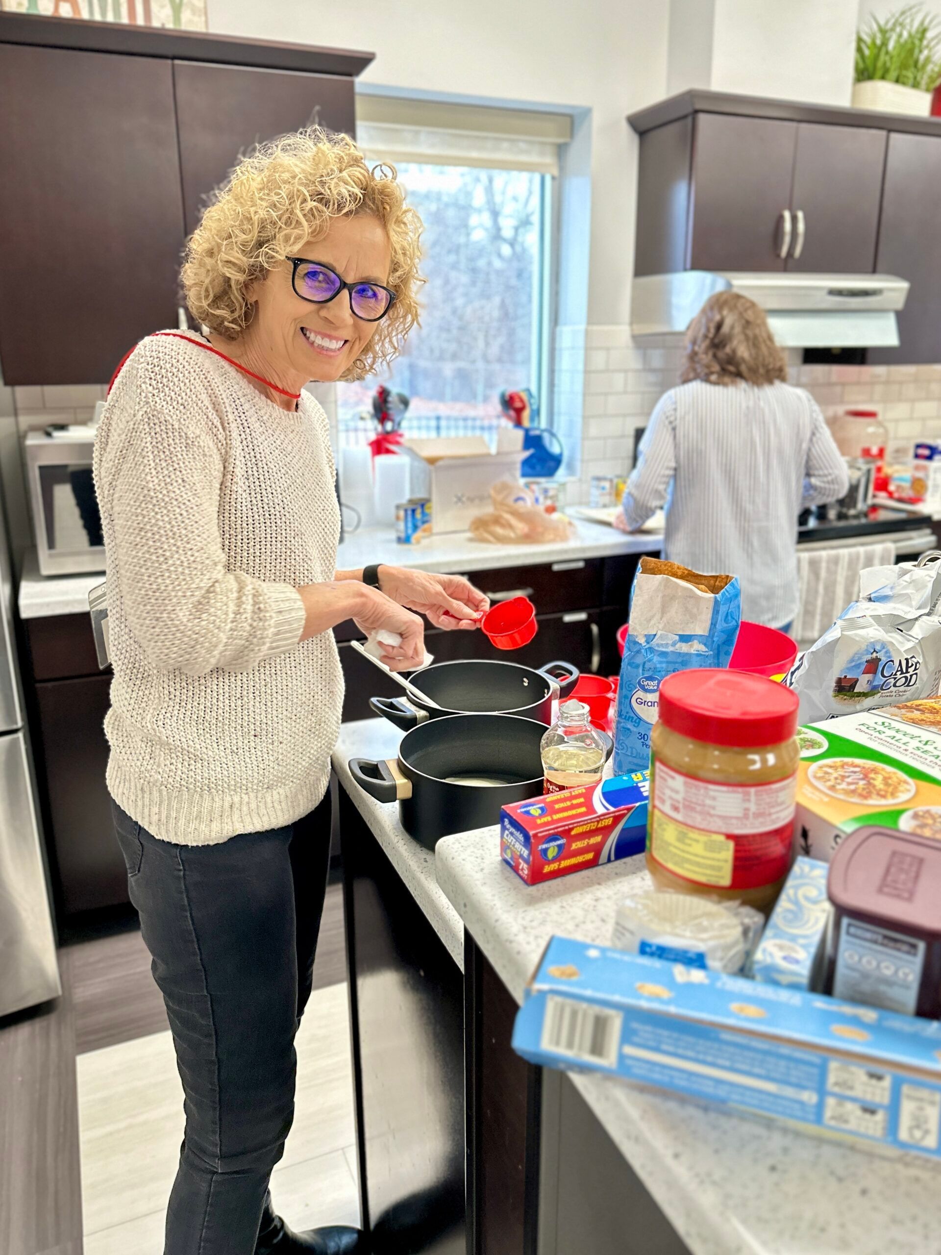 Volunteer preparing a meal